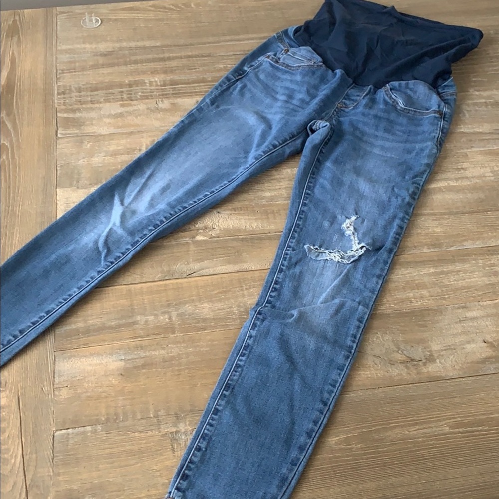 led distressed maternity jeans